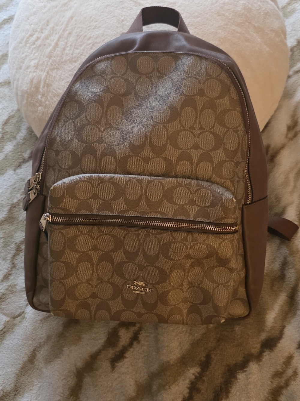 Coach Men's Signature Brown Backpack - Tan/Brown
